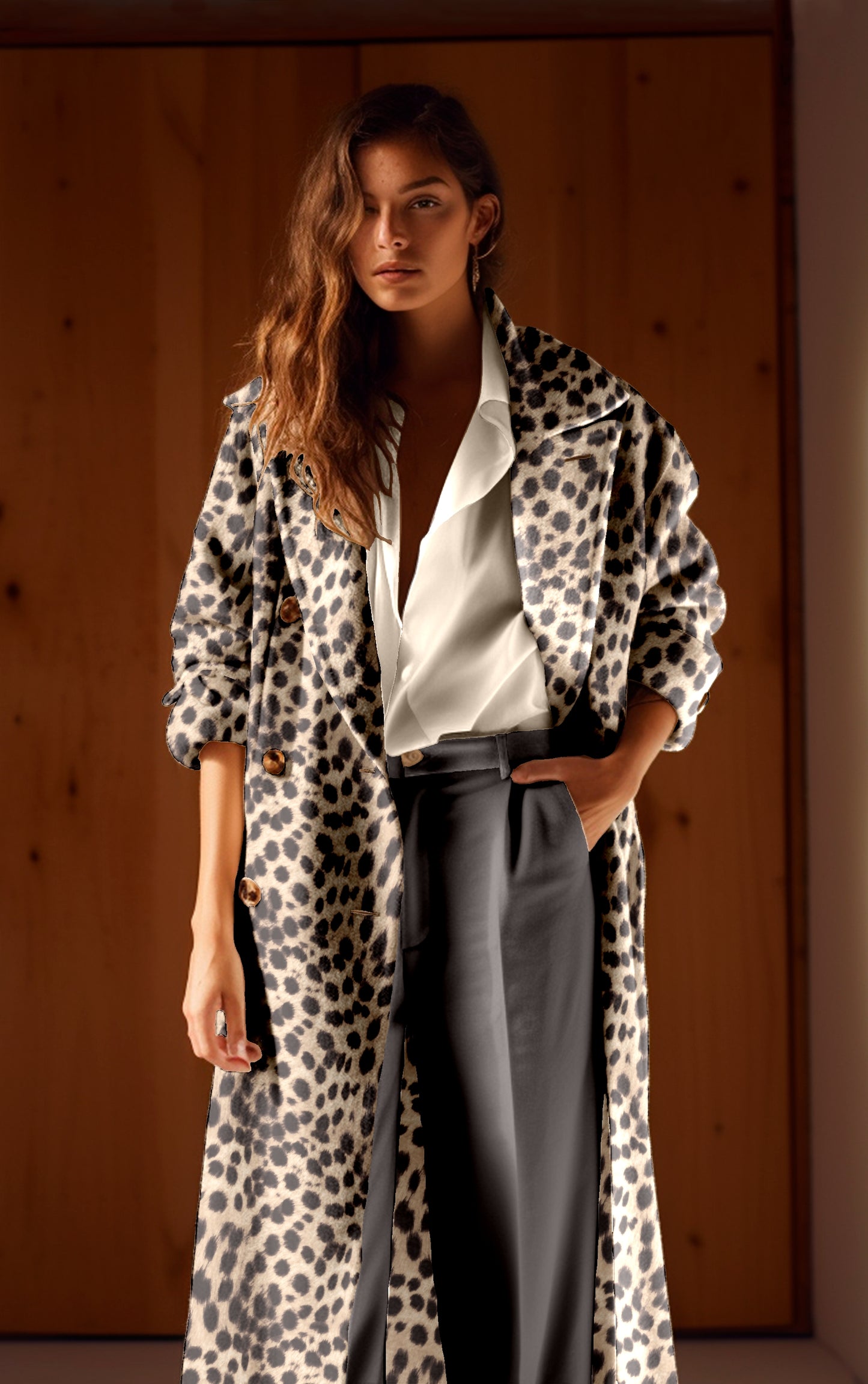 Tela Punto estampado Angora print Leo # 1